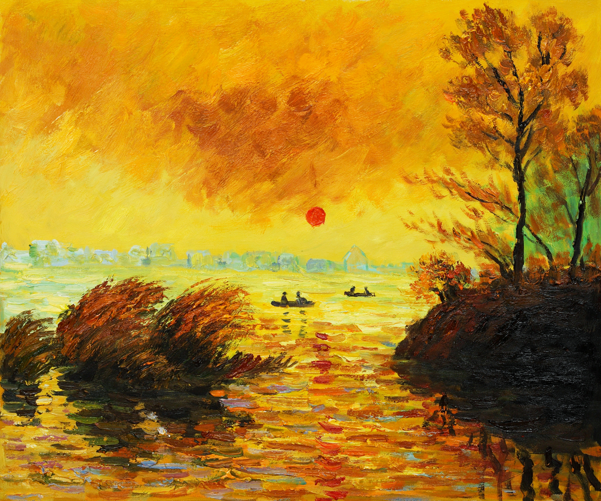 Le Coucher Du Soleil La Seine - Claude Monet Paintings